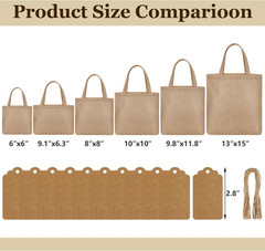 Aliceset 24 Pcs Mini Burlap Tote Bags with Handles Reusable Burlap Gift Bags wit