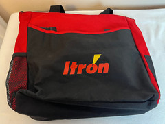 Itron Grocery Luggage Bag Reusable Shopping Tools Vacation Red & Black 15″ x 17″