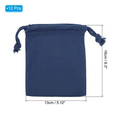12pcs 100% Cotton Reusable Drawstring Bags 5″x6″ Dust Bags Navy Blue