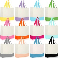 12 Pack Canvas Tote Bags Bulk 18.5 x 15 Inch Reusable Grocery Shopping Bags T…