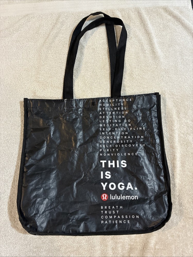 Lululemon Reusable Yoga Bag Black 15×16 Inches “this Is Yoga”