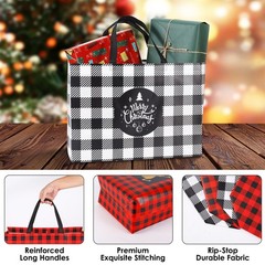 8 PCS Extra Large Christmas Reusable Gift Bags Tote 16.9×12.6×6.8 Inch