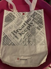 Lululemon Logo Solid Black W/White Small Reusable Shopping Tote Bag