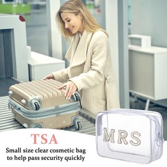 Etercycle MRS Clear Cosmetic Bag, Bachelorette 8.2 x 6 x 2.5 inches, Gold
