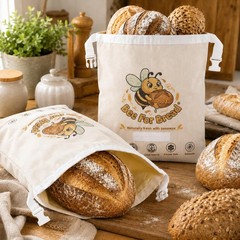 Beeswax Bread Bags for Homemade Sourdough, 2 Pack XL Large, Beige