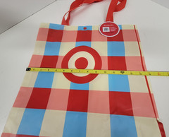 Reusable Red & Blue Target Tote Bag 15” x 16” x 7” Grocery Shopping Sack w/Snap