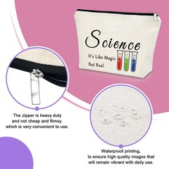 Sazuwu Science Gifts for Women Teachers Friend Makeup Bag Cosmetic Beige