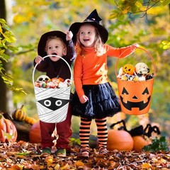 3 Pieces Halloween Trick or Treat Bucket Candy Basket Canvas Halloween Party …