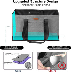 Extra Large Foldable Grocery Tote Bag with Handles for Storage and Laundry – Gre