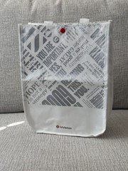 Lululemon Small Reusable White Tote Lunch Bag Manifesto