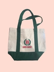 99 Ranch Market Canvas Reusable Tote Bag Green White All-Over Pattern