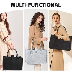 2-pack reusable felt tote bags foldable and versatile. Suitable for daily sho…