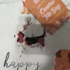 Envogue 100% Cotton Canvas Holidays Tote Bag Dogs Basset Corgi Christmas NWT