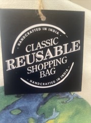NEW Canvas Shopping Bag Heart Earth World Reusable Tote Bag Handcrafted In India