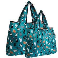 Wrapables Large & Small Foldable Tote Nylon Reusable Grocery Bags, Set of 2