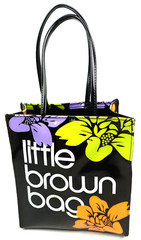 Bloomingdales Hawaii Little Brown Bag Ala Moana Center Black Vinyl Hibiscus Tote
