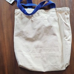 Bag Edge Canvas Foldable Tote with Star Trek Print, Beige Blue Handles