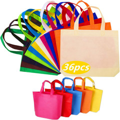 36 Pack 13″ 12 Colors Multi-Color Reusable Tote Gift One Side Blank Non-Woven Co
