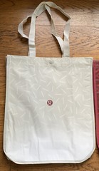 2 Lululemon Large Reusable Shopping Bag 2022 Edition Red & Pale Gray New