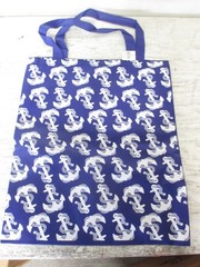 Reuseable Navy Blue Nautical Theme Ropes & Anchors Tote Bag 15″ x 17″ NWT