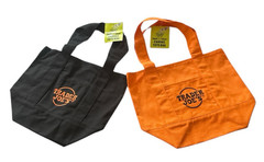 NWT 2025 Trader Joe’s Lot of 2 Mini Halloween Orange & Black Canvas Tote Bags