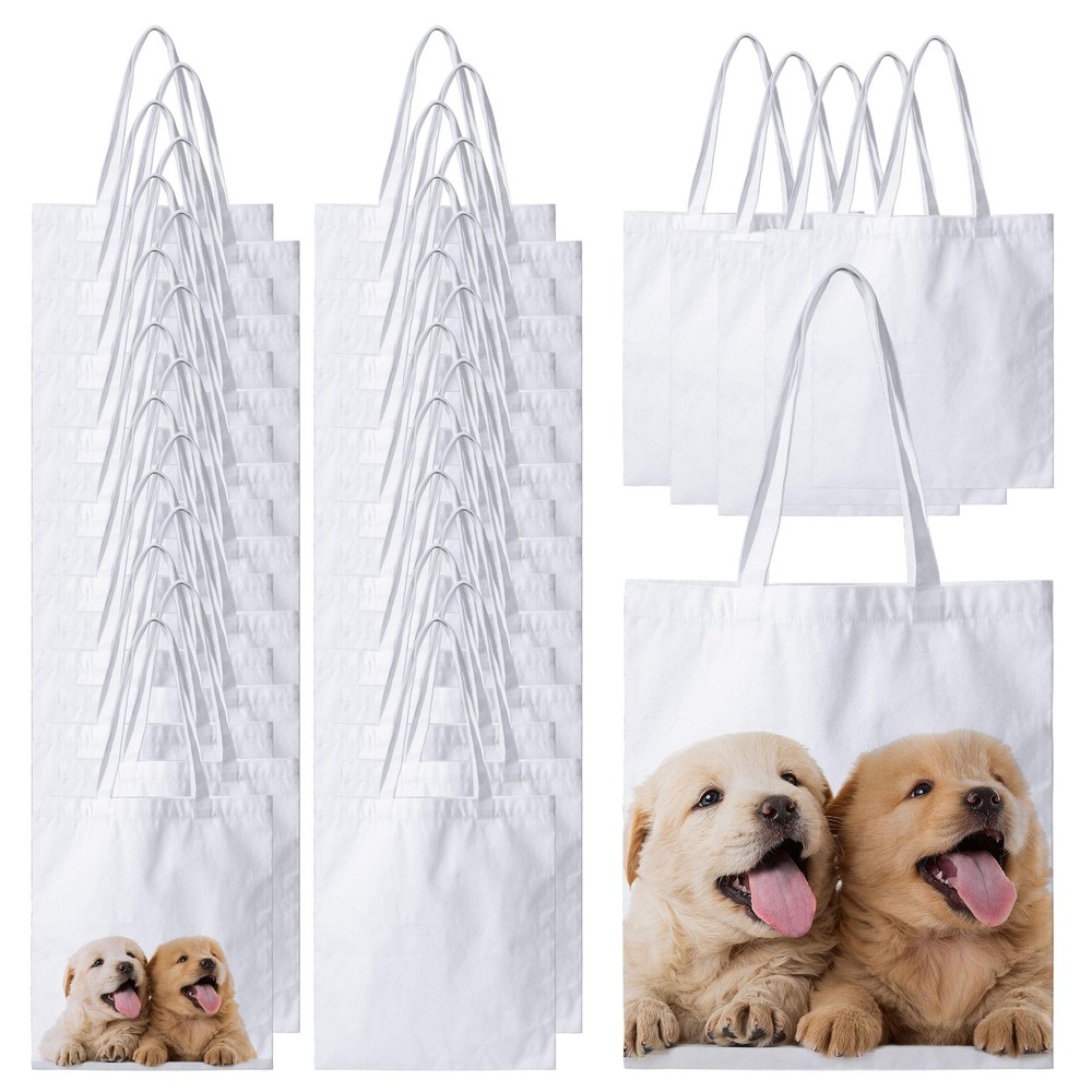 40 Pieces Sublimation Blanks Canvas Tote Bags Bulk Polyester Reusable Grocery…