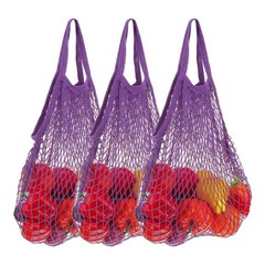 uxcell 3Pcs Reusable Mesh Produce Storage Bags Washable Net Portable Purple