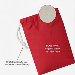CharkaBags- 12 x 18 Inches Red Reusable Drawstring Muslin Bags – Premium Quality