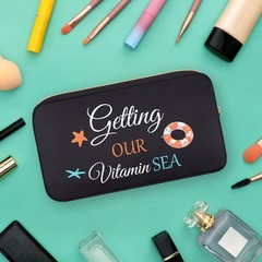 Baipilu Beach Lover Gift Makeup Bag Funny Sea Lovers Gifts for Women black