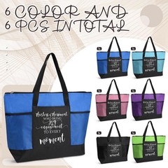 Activity Professional Week Gift Tote Bags Zipper Mesh Pocket 6 Pack