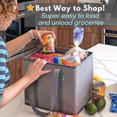 Reusable Grocery Bags 3 Pack – Heavy Duty Reusable Shopping Bags with Box Sha…