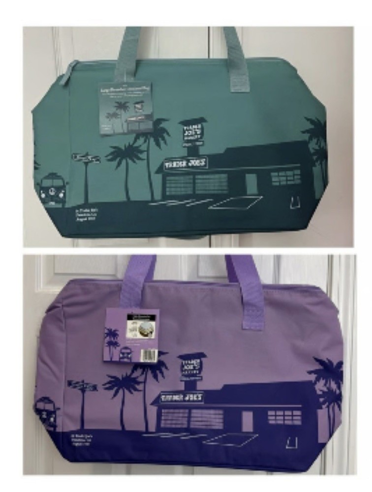 2 PCS Trader Joe’s 8 Gallon Purple & Dusky Blue Cooler Large Insulated Tote