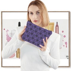 LEVLO Haunted Horror Makeup Bag – Spooky Purple Zipper Pouch –