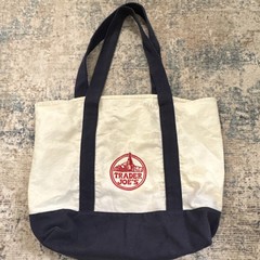 RARE Trader Joe’s Canvas Reusable Tote Large Eco Shopping Bag Green and Blue