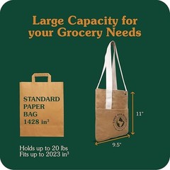 Reusable Grocery Bag – Sustainable Washable Paper Tote, Lunch Bag