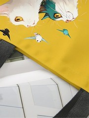 Stacked Cat Canvas Tote Bag Reusable Fashionable Shopping Handbag