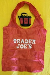 Trader Joes Canvas Reusable Bag Bundle 5 Bags Cheese, Blue Cream, Foldable