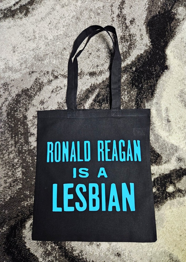 Ronald Reagan is a Lesbian screen-printed Tote Bag Gay pride lgbtq vintage retro