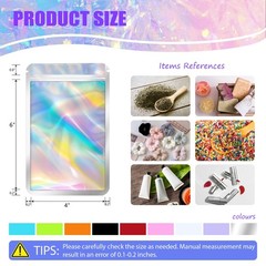 JETMORE 100 pcs Mylar Bags, Resealable Holographic 4x6inch, Red