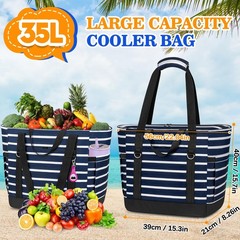 Soft Cooler Bag Insulated Travel Large Grocery Zippered PEVA Collapsible