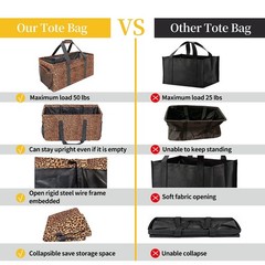 Extra Large Utility Tote Bag, Reusable Grocery Bags Foldable,Upgraded Metal F…