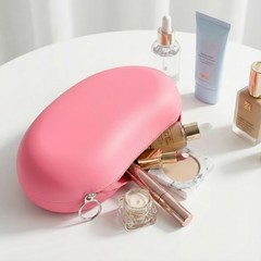 Silicone Makeup Bag for Travel, Zipper Tools Bag, Large Rose pink