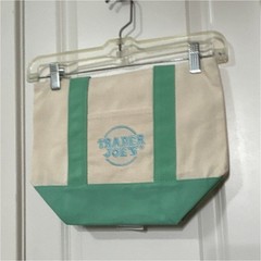 Trader Joe’s Mini Pastel Canvas Foldable Tote Bag Cotton Polyester Beige Green