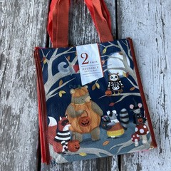 NWT Halloween 2 Reusable Shopping Bags Cherries Skulls GHOSTS 👻Woodland Animals