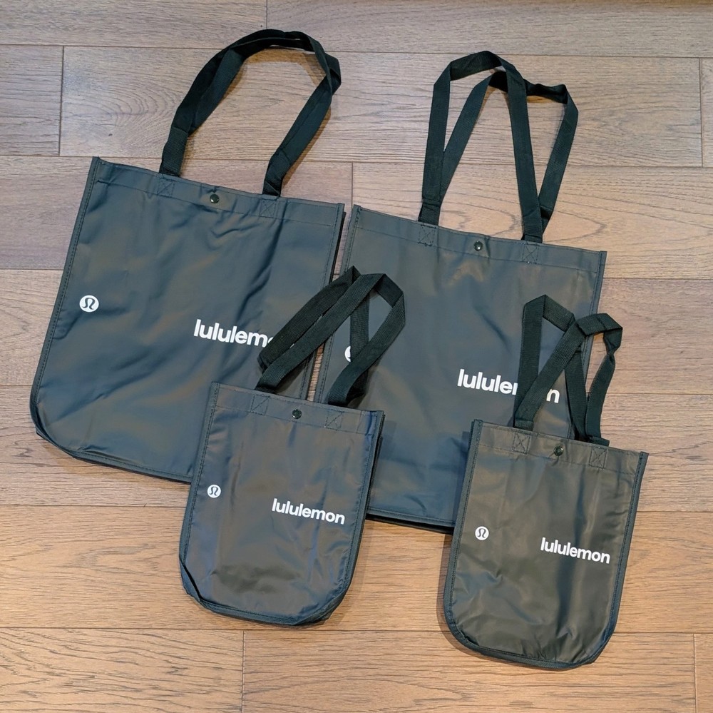 Lululemon Large Small Lot of 4 Reusable Shopping Tote Bags 💚 Forest Green 💚NEW