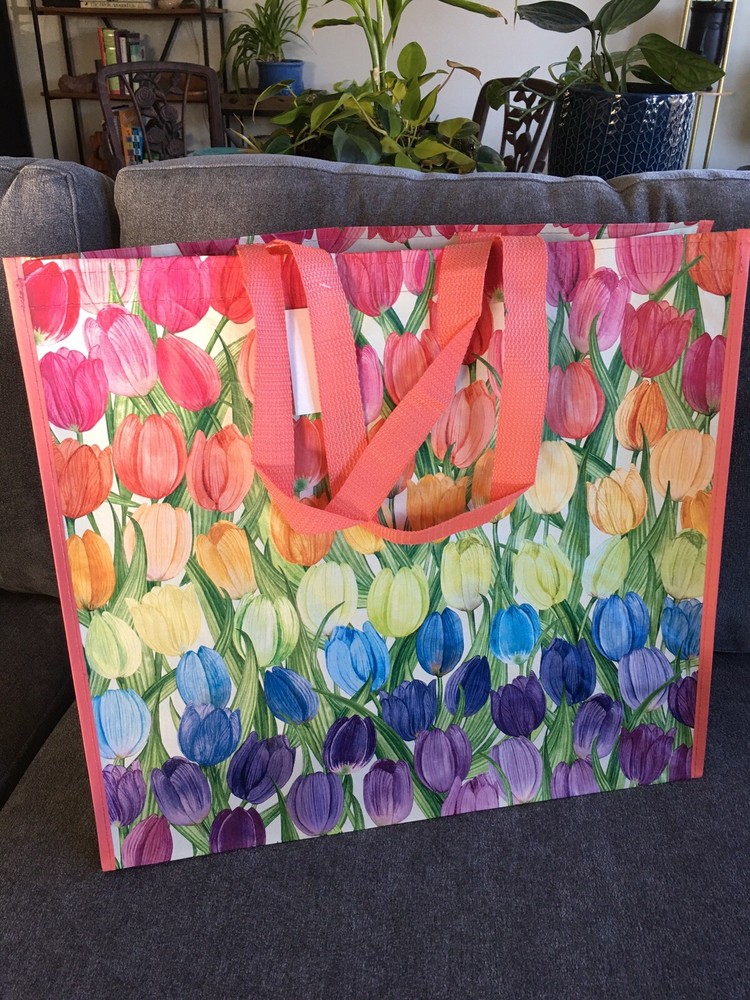 Colorful Tulips 🌷 Floral Spring Flowers Gift Reusable Tote Homegoods Bag New