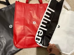 3 New Lululemon Reusable Shopping Tote Bag Large Black White Red Lot 3