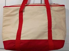 Costco Wholesale Canvas Red XL Large Zip Up Insulated Cooler Tote Shopping Bag