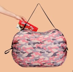 Reusable Foldable Shopping Bag Pink Waterproof Oxford Cloth Travel Beach Bag
