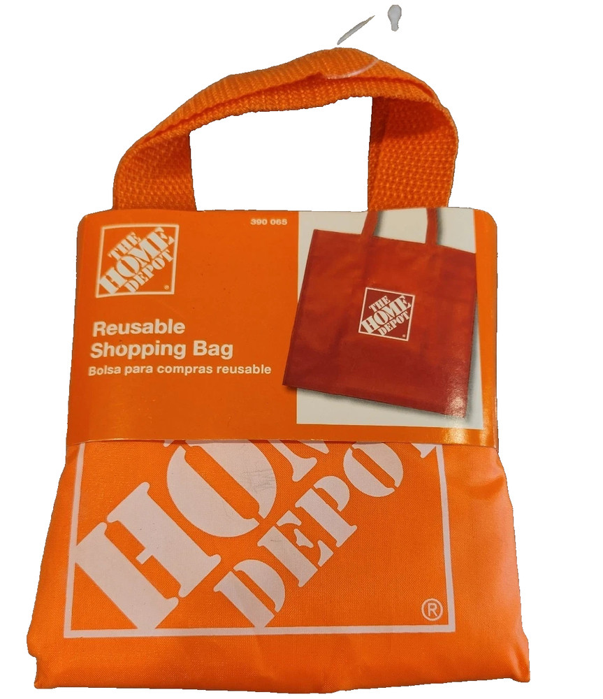 Home Depot Reusable Shopping Bag Heavy Duty Orange 7.25″W x 15.5″H New 1PC